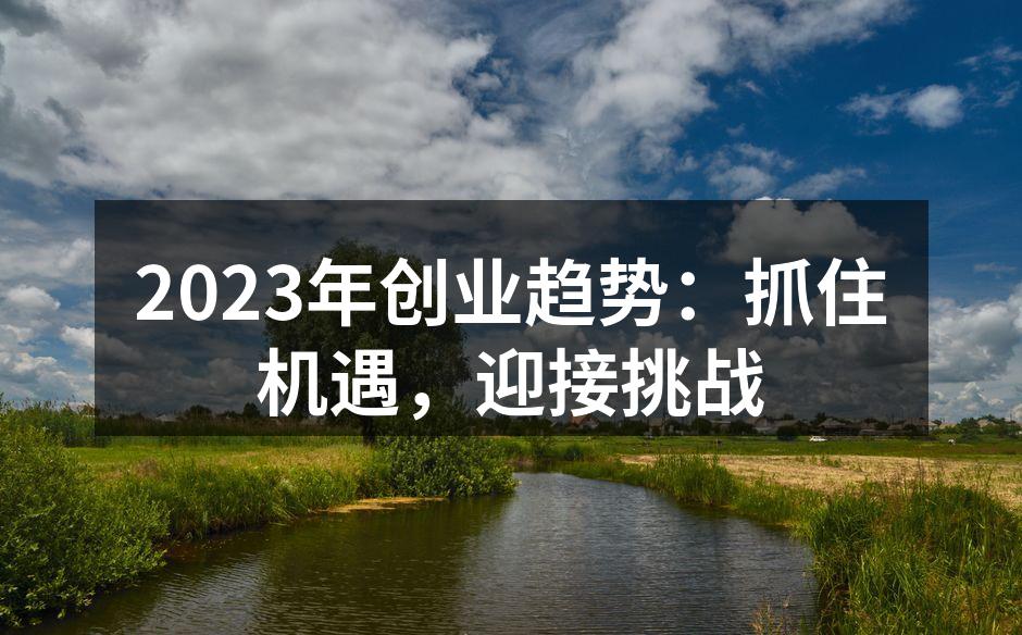 2023年创业趋势：抓住机遇，迎接挑战